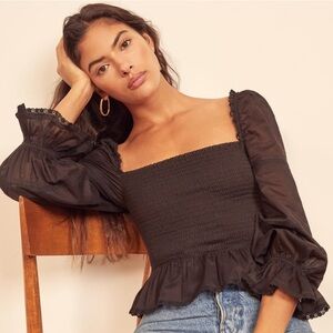 Reformation Roland Top in Black Size XS